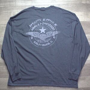 Harley Davidson Mens T-Shirt Galesburg, IL Iron Eagle Long Sleeve 2XL